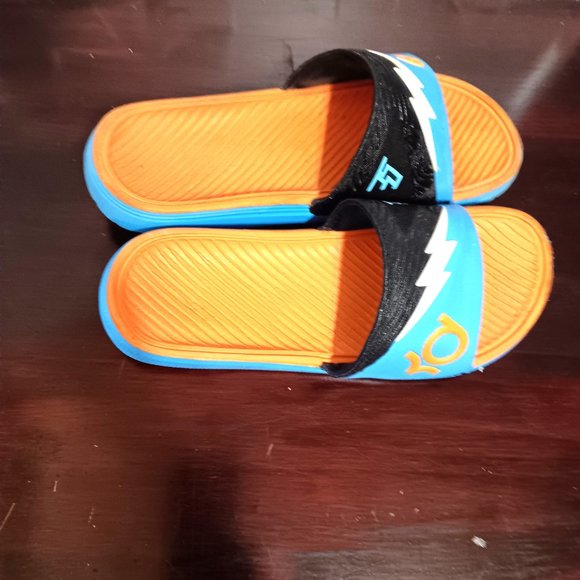 Nike KD slip on sandals  Kevin Durant Size 8 Orange Black Blue Colorblock slides - Picture 5 of 10